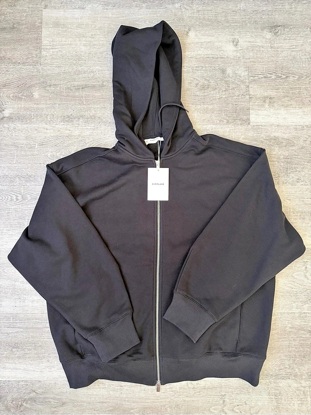 Everlane Zip Hoodie in Black Size Large NWT
